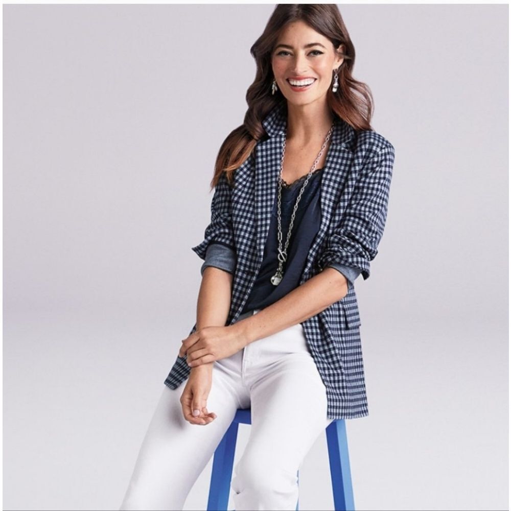 CAbi Blue Checkered Button Down Shirt